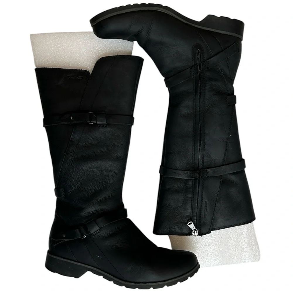 Teva women’s Size US 8.5 / EU 39.5 waterproof black leather boots. Style 1003011
